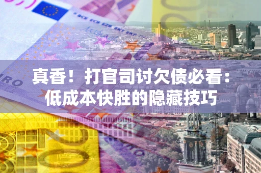 武汉真香！打官司讨欠债必看：低成本快胜的隐藏技巧